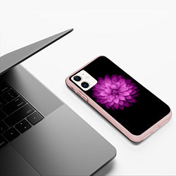 Чехол iPhone 11 матовый Violet Flower, цвет: 3D-светло-розовый — фото 2