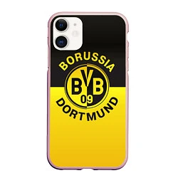 Чехол iPhone 11 матовый Borussia Dortmund FC, цвет: 3D-светло-розовый