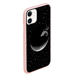 Чехол iPhone 11 матовый Астронавт байкер, цвет: 3D-светло-розовый — фото 2