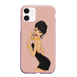 Чехол iPhone 11 матовый LADY BARBER, цвет: 3D-светло-розовый