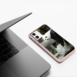 Чехол iPhone 11 матовый Большая уставшая панда, цвет: 3D-светло-розовый — фото 2