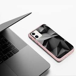 Чехол iPhone 11 матовый Gray abstraction, цвет: 3D-светло-розовый — фото 2