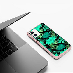 Чехол iPhone 11 матовый Tropical pattern, цвет: 3D-светло-розовый — фото 2