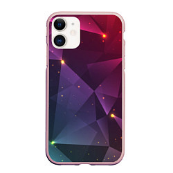 Чехол iPhone 11 матовый Colorful triangles, цвет: 3D-светло-розовый