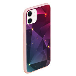 Чехол iPhone 11 матовый Colorful triangles, цвет: 3D-светло-розовый — фото 2