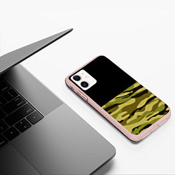 Чехол iPhone 11 матовый Лесной Камуфляж, цвет: 3D-светло-розовый — фото 2