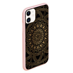 Чехол iPhone 11 матовый Золотая мандала, цвет: 3D-светло-розовый — фото 2