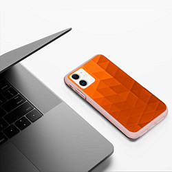 Чехол iPhone 11 матовый Orange abstraction, цвет: 3D-светло-розовый — фото 2