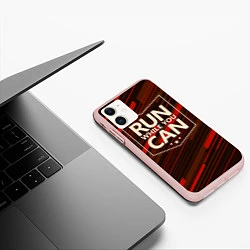 Чехол iPhone 11 матовый Run while you can, цвет: 3D-светло-розовый — фото 2