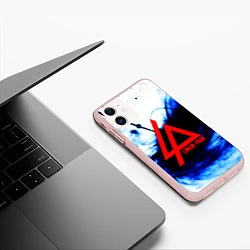 Чехол iPhone 11 матовый Linkin Park blue smoke, цвет: 3D-светло-розовый — фото 2