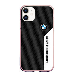 Чехол iPhone 11 матовый BMW CARBON БМВ КАРБОН, цвет: 3D-светло-розовый