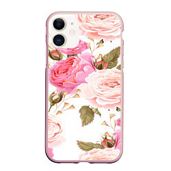 Чехол iPhone 11 матовый Spring Flowers, цвет: 3D-светло-розовый