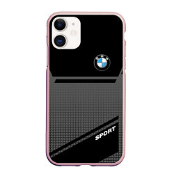 Чехол iPhone 11 матовый BMW SPORT БМВ СПОРТ, цвет: 3D-светло-розовый