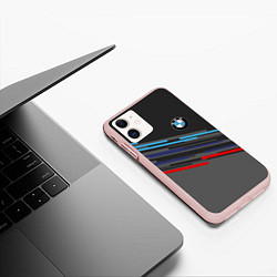 Чехол iPhone 11 матовый BMW BRAND COLOR, цвет: 3D-светло-розовый — фото 2