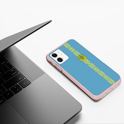 Чехол iPhone 11 матовый I Love Kazakhstan, цвет: 3D-светло-розовый — фото 2