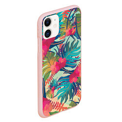 Чехол iPhone 11 матовый Тропический мотив, цвет: 3D-светло-розовый — фото 2