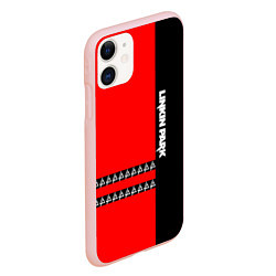 Чехол iPhone 11 матовый Linkin Park: Red & Black, цвет: 3D-светло-розовый — фото 2