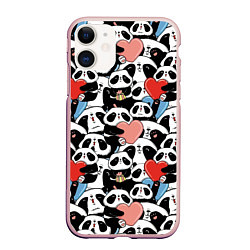 Чехол iPhone 11 матовый Funny Pandas, цвет: 3D-светло-розовый
