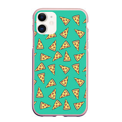 Чехол iPhone 11 матовый Стиль пиццы, цвет: 3D-светло-розовый