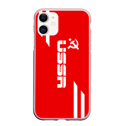 Чехол iPhone 11 матовый USSR: Red Sport, цвет: 3D-светло-розовый