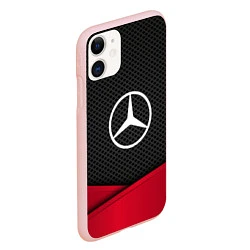 Чехол iPhone 11 матовый Mercedes Benz: Grey Carbon, цвет: 3D-светло-розовый — фото 2