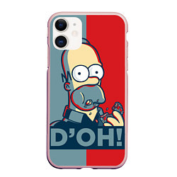 Чехол iPhone 11 матовый Homer Simpson DOH!, цвет: 3D-светло-розовый
