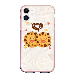 Чехол iPhone 11 матовый Smile Cookies, цвет: 3D-светло-розовый