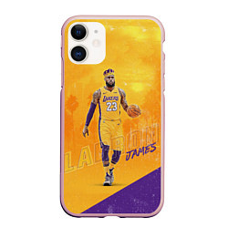 Чехол iPhone 11 матовый LeBron James: NBA Star, цвет: 3D-светло-розовый