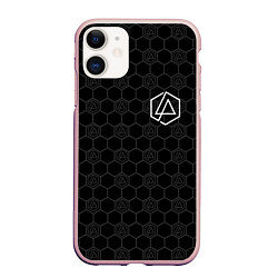 Чехол iPhone 11 матовый Linkin Park: Black Carbon, цвет: 3D-светло-розовый