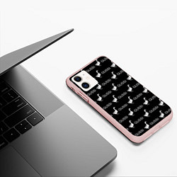 Чехол iPhone 11 матовый GUSSI: Black Pattern, цвет: 3D-светло-розовый — фото 2