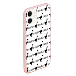 Чехол iPhone 11 матовый GUSSI: White Pattern, цвет: 3D-светло-розовый — фото 2
