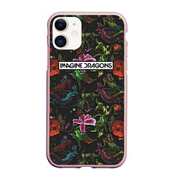 Чехол iPhone 11 матовый Imagine Dragons: Ink, цвет: 3D-светло-розовый