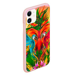 Чехол iPhone 11 матовый Яркие тропики, цвет: 3D-светло-розовый — фото 2