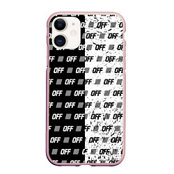 Чехол iPhone 11 матовый Off-White: Black & White, цвет: 3D-светло-розовый