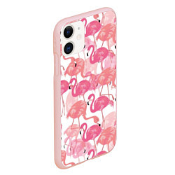 Чехол iPhone 11 матовый Рай фламинго, цвет: 3D-светло-розовый — фото 2