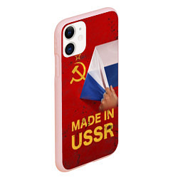 Чехол iPhone 11 матовый MADE IN USSR, цвет: 3D-светло-розовый — фото 2