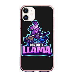 Чехол iPhone 11 матовый Fortnite LLAMA, цвет: 3D-светло-розовый