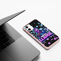 Чехол iPhone 11 матовый Fortnite LLAMA, цвет: 3D-светло-розовый — фото 2