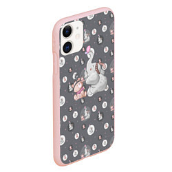 Чехол iPhone 11 матовый Слоник, цвет: 3D-светло-розовый — фото 2