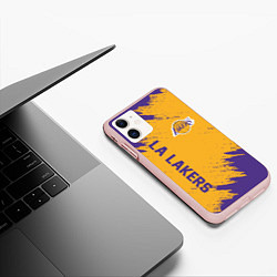 Чехол iPhone 11 матовый LA LAKERS, цвет: 3D-светло-розовый — фото 2
