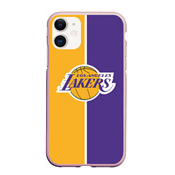 Чехол iPhone 11 матовый LA LAKERS, цвет: 3D-светло-розовый