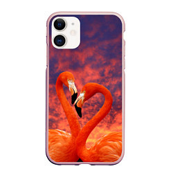 Чехол iPhone 11 матовый Flamingo Love, цвет: 3D-светло-розовый