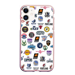 Чехол iPhone 11 матовый NBA Pattern, цвет: 3D-светло-розовый