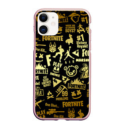 Чехол iPhone 11 матовый FORTNITE, цвет: 3D-светло-розовый