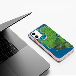 Чехол iPhone 11 матовый Fortnite карта, цвет: 3D-светло-розовый — фото 2
