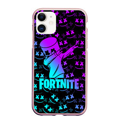 Чехол iPhone 11 матовый FORTNITE X MARSHMELLO, цвет: 3D-светло-розовый