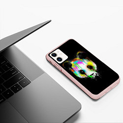 Чехол iPhone 11 матовый Панда в краске, цвет: 3D-светло-розовый — фото 2