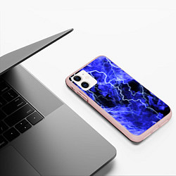 Чехол iPhone 11 матовый МОЛНИЯ BLUE, цвет: 3D-светло-розовый — фото 2
