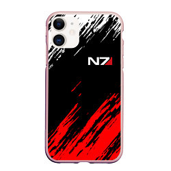 Чехол iPhone 11 матовый MASS EFFECT N7, цвет: 3D-светло-розовый