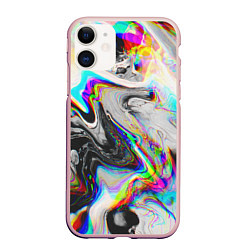 Чехол iPhone 11 матовый DIGITAL ABSTRACT GLITCH, цвет: 3D-светло-розовый